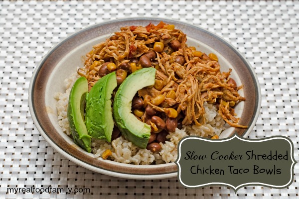 Slow Cooker Shredded Chicken Taco Bowls