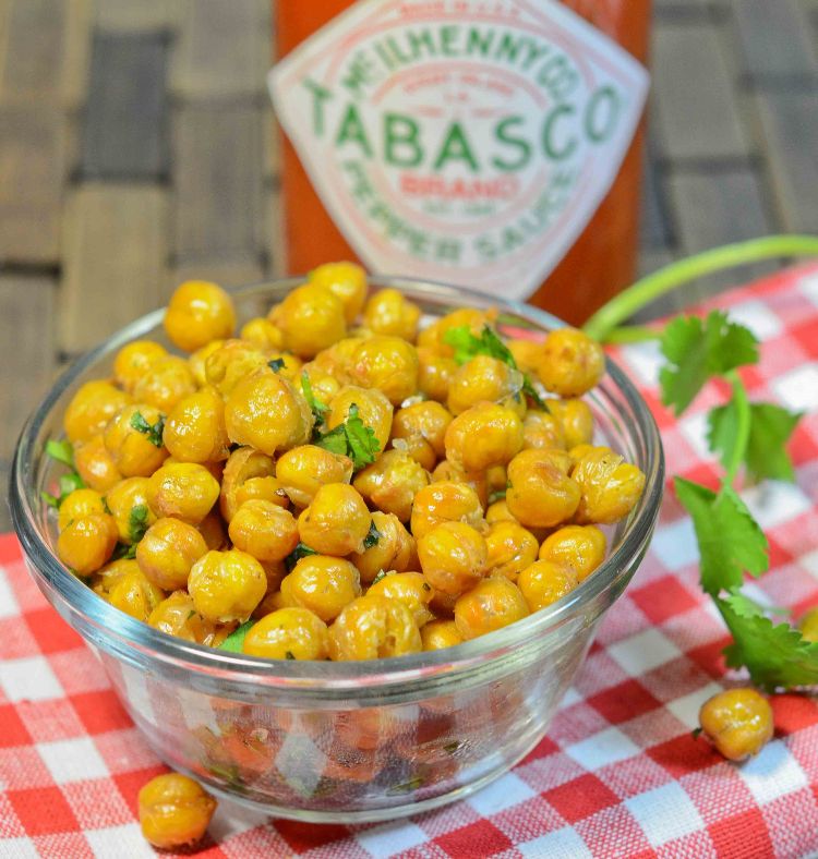 Spicy Tabasco Roasted Chickpeas